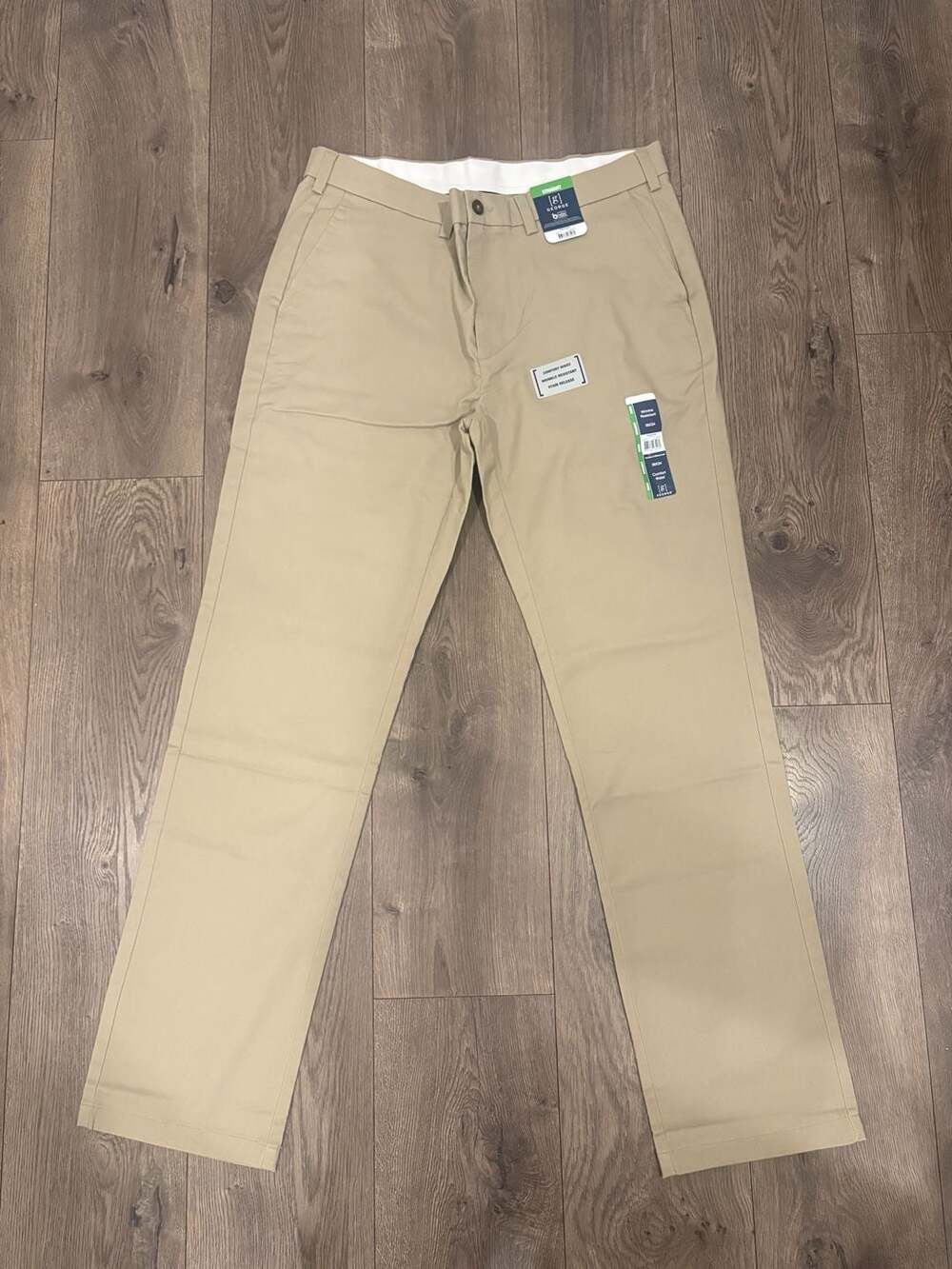 George Men's Premium Khaki Straight Fit Pants Stone Wash 36x34 Wrinkle Resistant